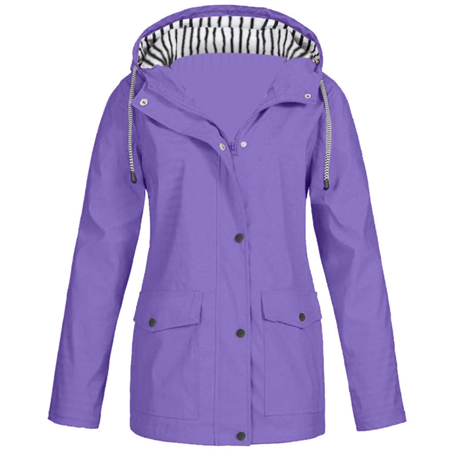 Dianli Women Solid Rain Jacket Outdoor Long Sleeve Fashion Comfy