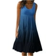 thumbnail image 1 of Dianli Women's Casual Summer 2024 Tiered Midi Dress Sleeveless Crew Neck Loose Ruffle Dress Smocked Elastic Waist Plus Size Boho Gradient Color Sundress, 1 of 5