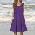 thumbnail image 1 of Dianli Women's Casual Summer 2024 Tiered Midi Dress Sleeveless Crew Neck Loose Ruffle Dress Smocked Elastic Waist Plus Size Boho Solid Color Sundress, 1 of 6