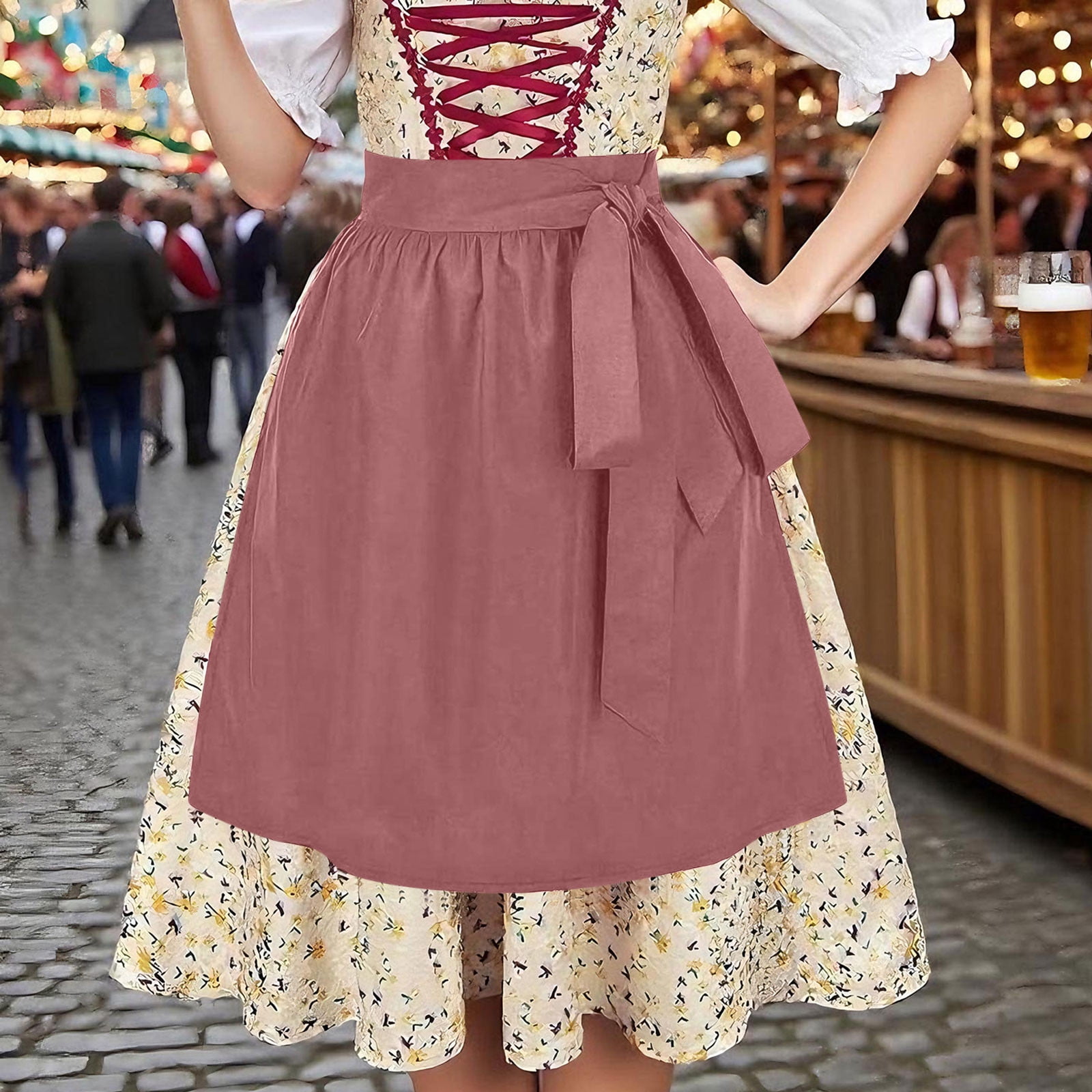Dianli Womens Traditional Dirndl Dress with Apron Classic Oktoberfest Outfit  with Solid Color Apron Elegant Bavarian Style Costume for Festivals and  Celebrations Christmas Gift - Walmart.com