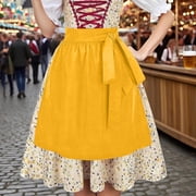 Dianli Womens Traditional Dirndl Dress with Apron Classic Oktoberfest Outfit with Solid Color Apron Elegant Bavarian Style Costume for Festivals and Celebrations Weekly Price Drops & Special Offers