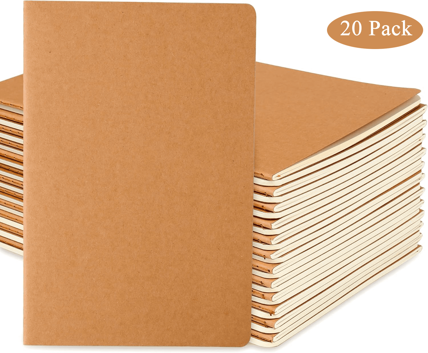 Slaprin 20 Pack A5 Blank Kraft Notebooks, Bulk Pack 8.3" x 5.5 ...