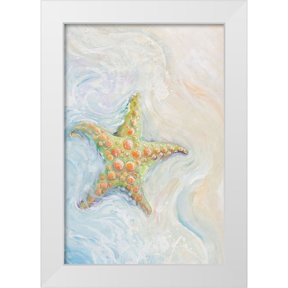 Diannart 11x14 White Modern Wood Framed Museum Art Print Titled - Watercolor Starfish II