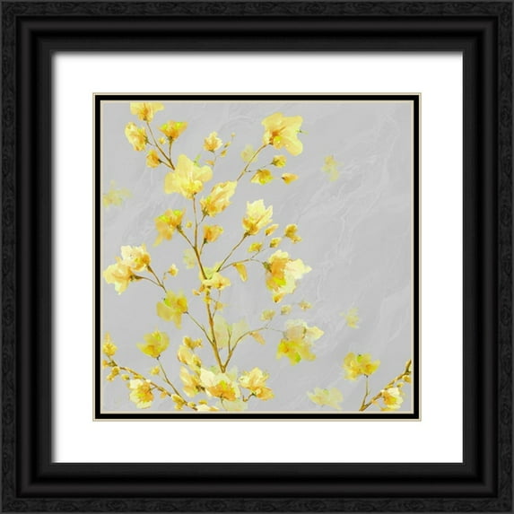 Diannart 12x12 Black Ornate Wood Framed with Double Matting Museum Art Print Titled - Early Yellow Bloom