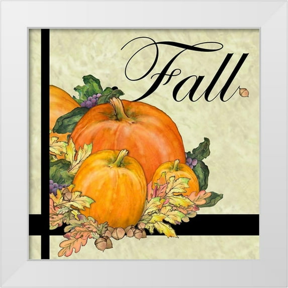 Diannart 12x12 White Modern Wood Framed Museum Art Print Titled - Fall Pumpkins