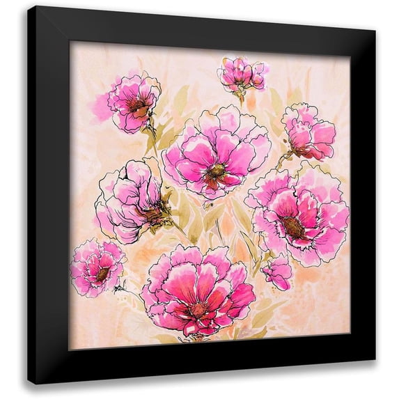 Diannart 15x15 Black Modern Framed Museum Art Print Titled - Pink Love II