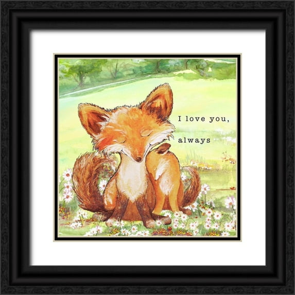 Diannart 15x15 Black Ornate Wood Framed with Double Matting Museum Art Print Titled - Fox Tales II