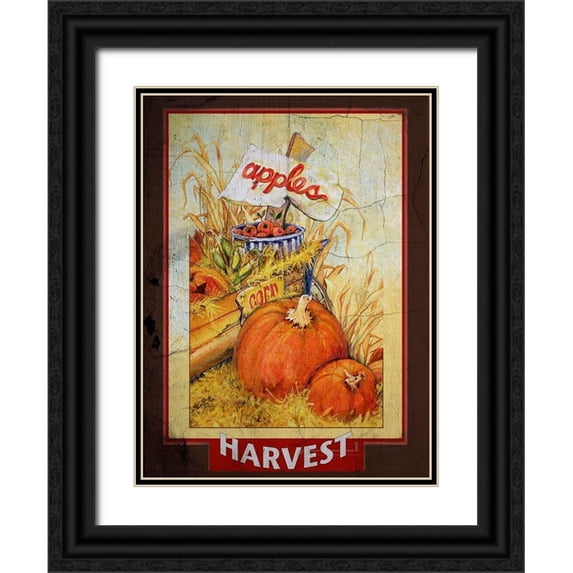 Diannart 19x24 Black Ornate Wood Framed with Double Matting Museum Art Print Titled - Autumn Fresh Harvest