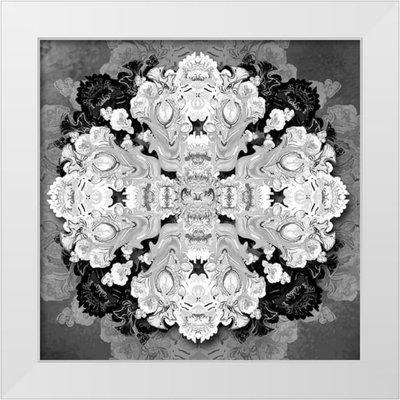 Diannart 20x20 White Modern Wood Framed Museum Art Print Titled - Decrative Kaleidoscope I