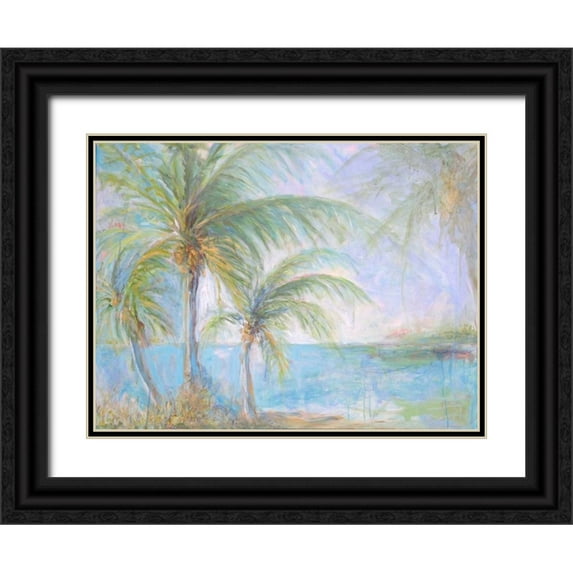 Diannart 24x19 Black Ornate Wood Framed with Double Matting Museum Art Print Titled - Tropical Winds