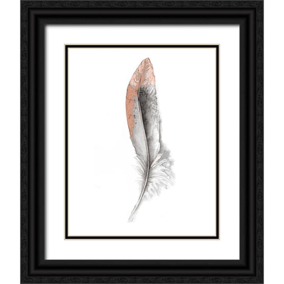 Diannart 26x32 Black Ornate Wood Framed with Double Matting Museum Art Print Titled - Soft Feather I