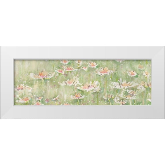 Diannart 32x13 White Modern Wood Framed Museum Art Print Titled - Meadow