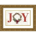 thumbnail image 1 of Diannart 32x21 Gold Ornate Wood Framed with Double Matting Museum Art Print Titled - Joyeux Noel Wreath, 1 of 4