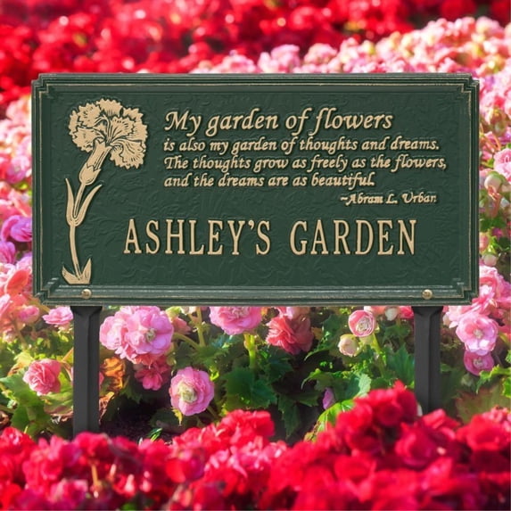 Dianthus Garden Plaque - Standard Lawn - One Line - Green/Gold