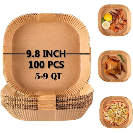 Diaonm 100 Pcs 8.0 inch Oil-proof Square Air Fryer Liners, Food Grade Parchment