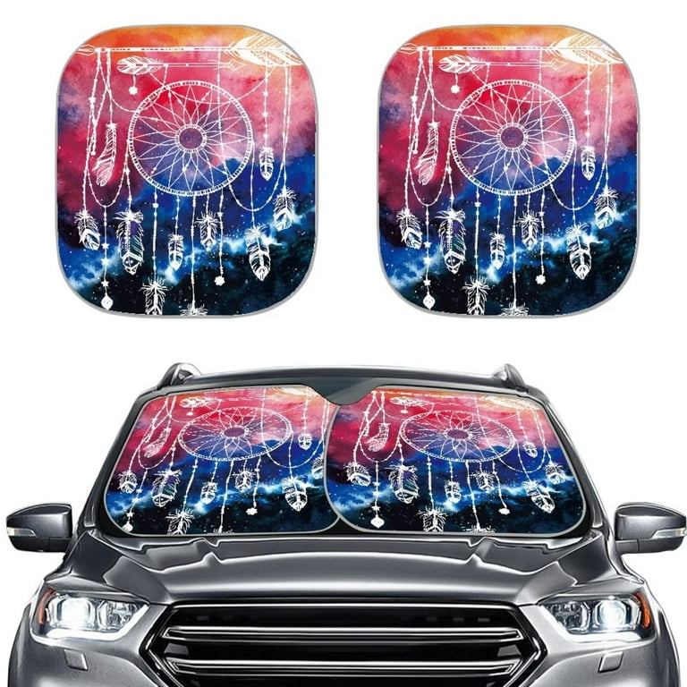 Diaonm Color Dream Catcher Car Windshield Sun Shade for Women, 2-Piece  Foldable Funny Car Front Window Cover Sun Visor, Auto Interior Accessories  for Sun Protection 