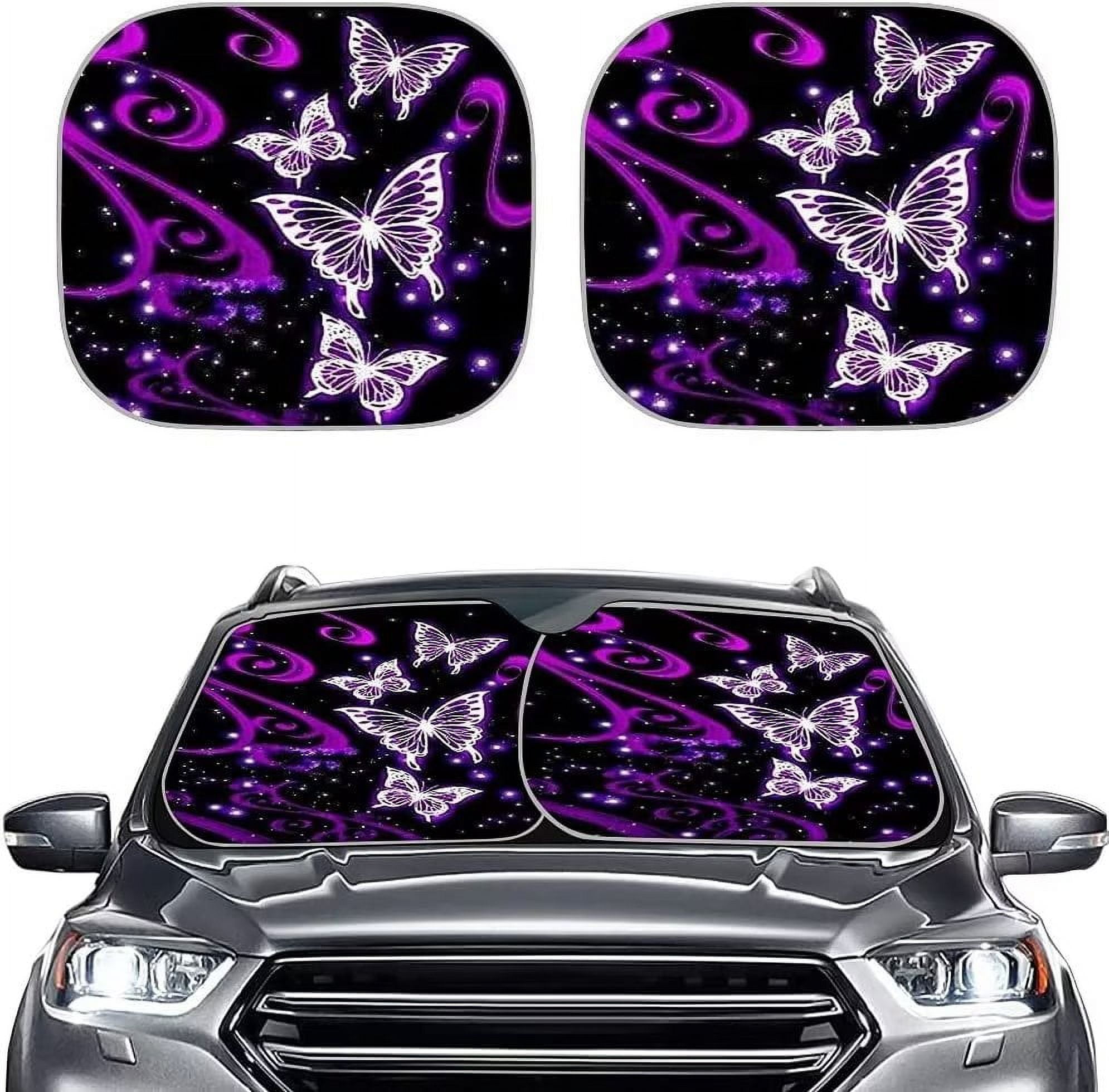 Diaonm Starry Butterfly Auto Windshield Sun Shade Print Cling Sunshades