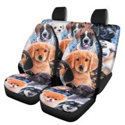Diaonm Universal Car Seat Covers Full Set of 4, Pet Dog Print Front & Rear Bucket Seats Protector Car SUV Interior Accessories
