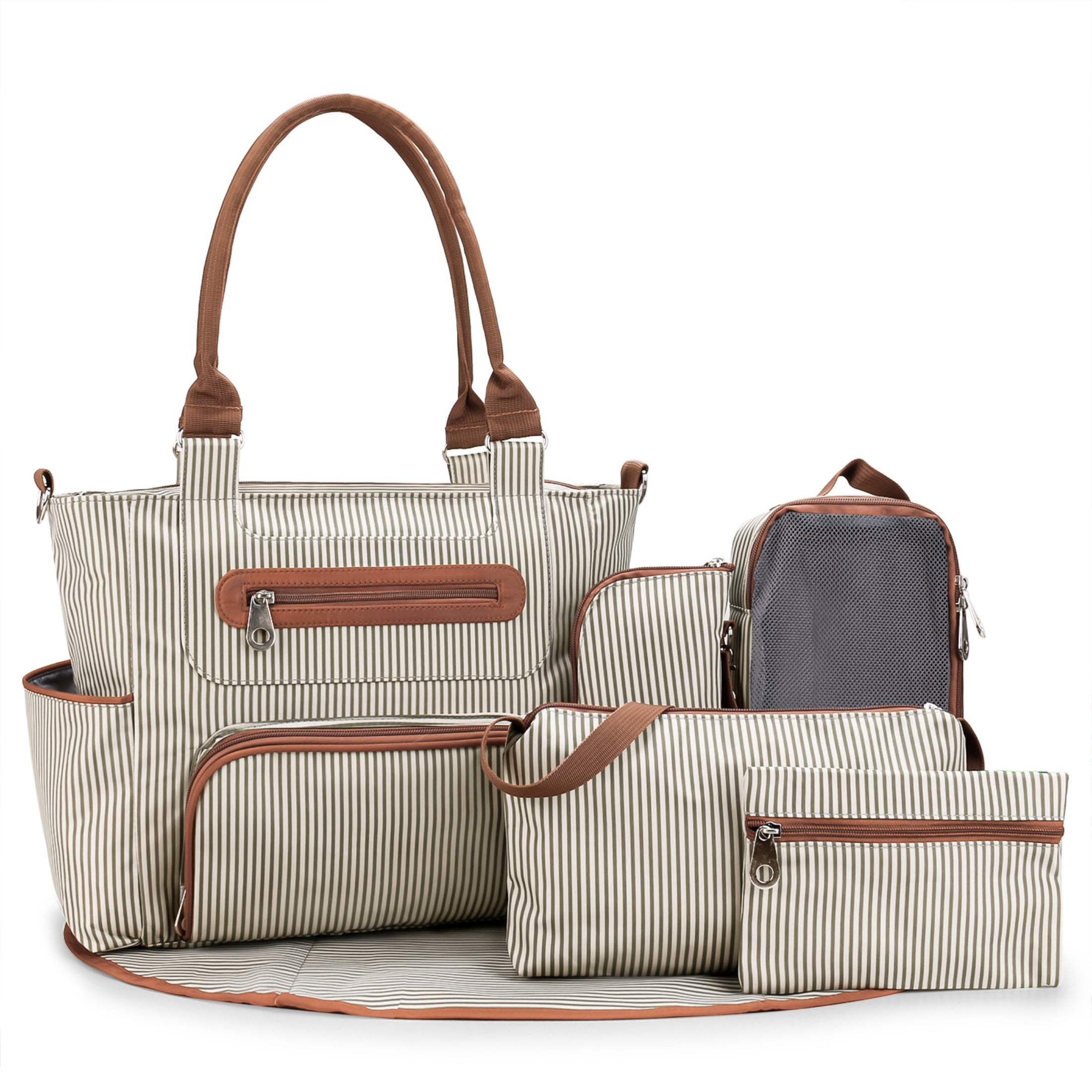 Diaper Bag 6 pieces set nappy tote bag large capacity for baby mom dad Travel Bag Newborn Nappy Bag with Changing Pad
