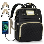 Diaper Bag for Baby Boys & Girls, Large Capacity Multifunctional Baby Bag with Insulated Milk Bottle Pocket, Stroller Straps, USB Charging Port, Waterproof Travel Changing Bag for Mom & Dad, Black