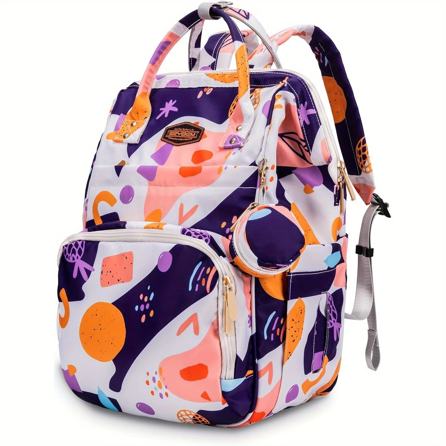 Diaper Bag Backpack, 15.6 Inch Large Waterproof Travel Mom Bag with Portable Changing Pad Baby Bag