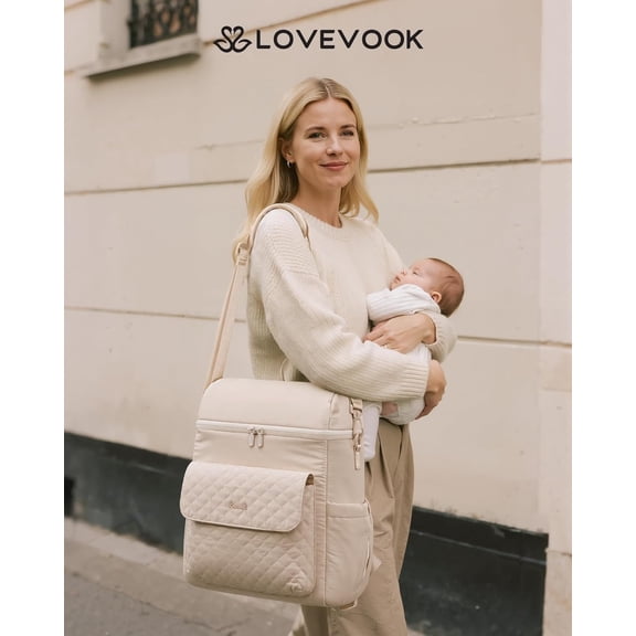 Diaper Bag Backpack, 3 in 1 Baby Bag with Changing Pad & Detachable Straps, Large Diaper Backpack for Mom Dad with Stroller Buckles