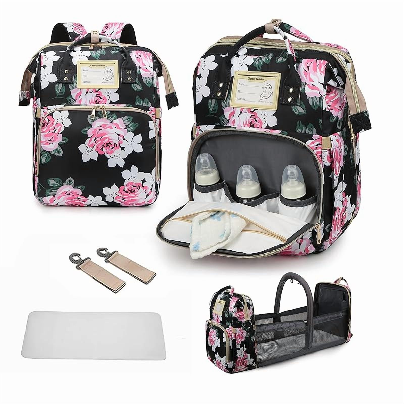 Diaper Bag Backpack with Changing Station, Foldable for Bady Toddler, 3 in 1 Large Capacity Newborn Essentials Organizer with Stroller Hook for Girls and Boys