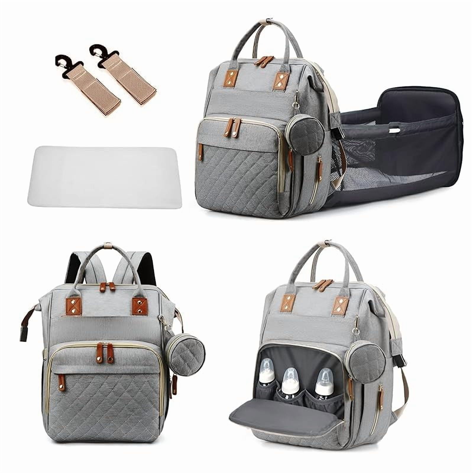 Diaper Bag Backpack with Changing Station, Foldable for Bady Toddler, 3 in 1 Large Capacity Newborn Essentials Organizer with Stroller Hook for Girls and Boys