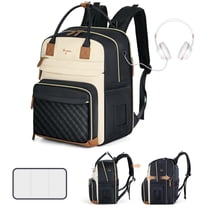 Diaper Bag Backpack - Extra Large Diaper Bag for 2 Kids Twin, Travel Baby Bags for Mom Dad 25-37L Expandable with Changing Pad Earphone Hole, Apricot Black