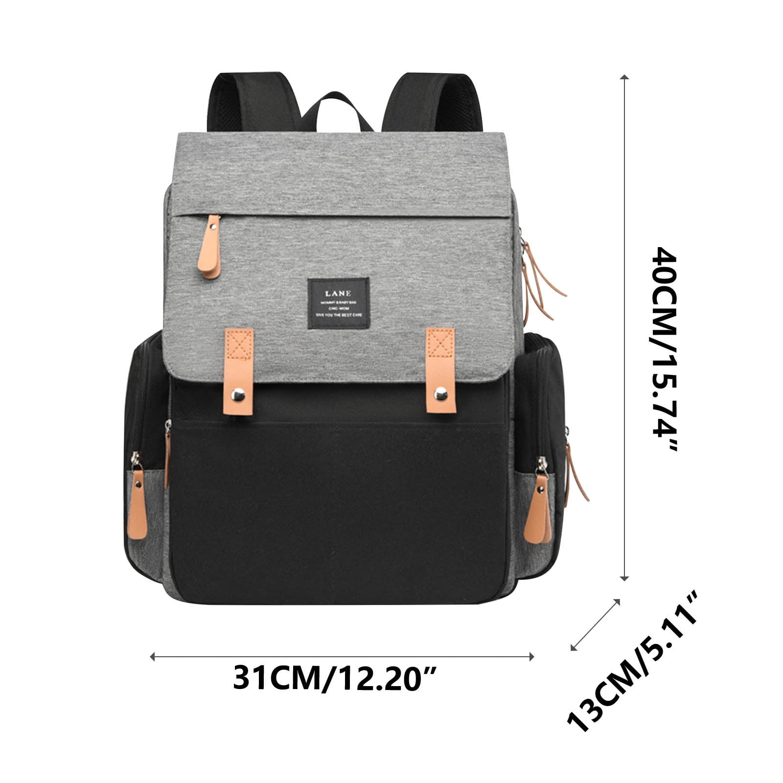Diaper Bag Backpack For Mom Large Capacity Travel With Changer Pad Breastfeeding Organizer Maternity Bag Gray 31 cm x 13 cm x 40 cm