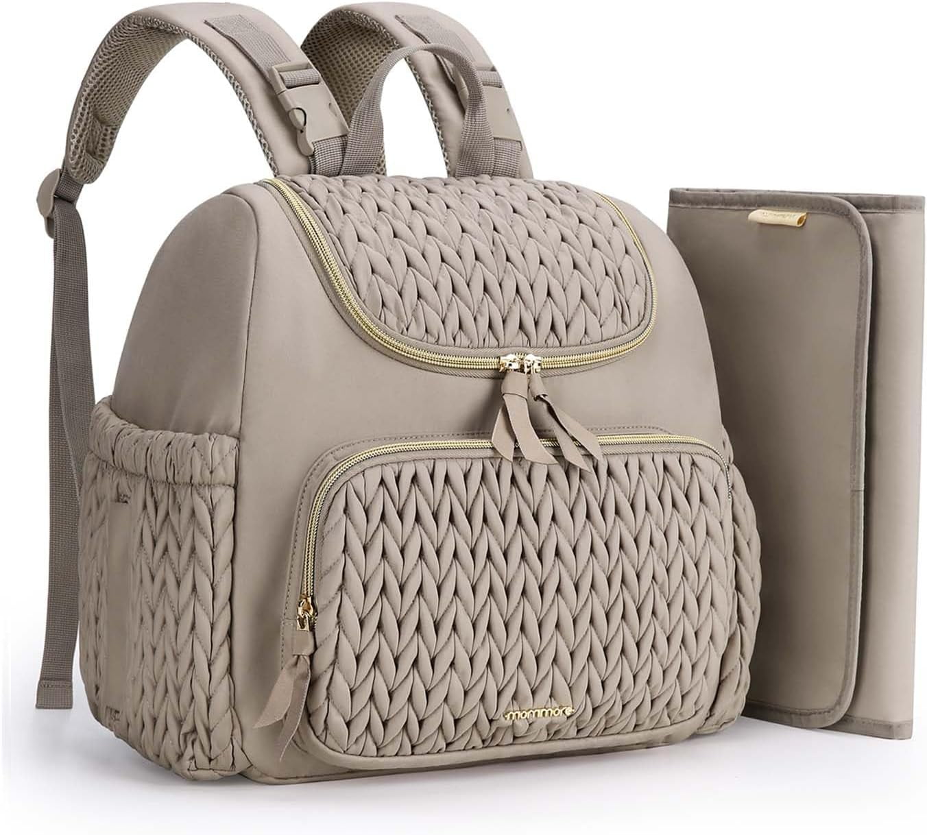 Diaper Bag Backpack Large Baby Bag for Boys Girls Quilted Travel Diaper Backpack with Changing Pad, Stroller Straps