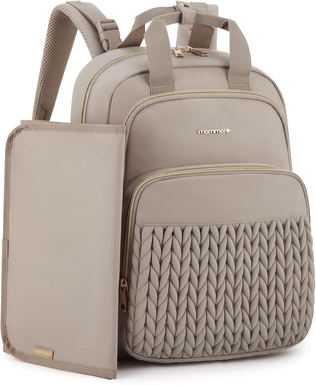 Diaper Bag Backpack Large Baby Bag for Boys Girls Quilted Travel Diaper Backpack with Changing Pad, Stroller Straps