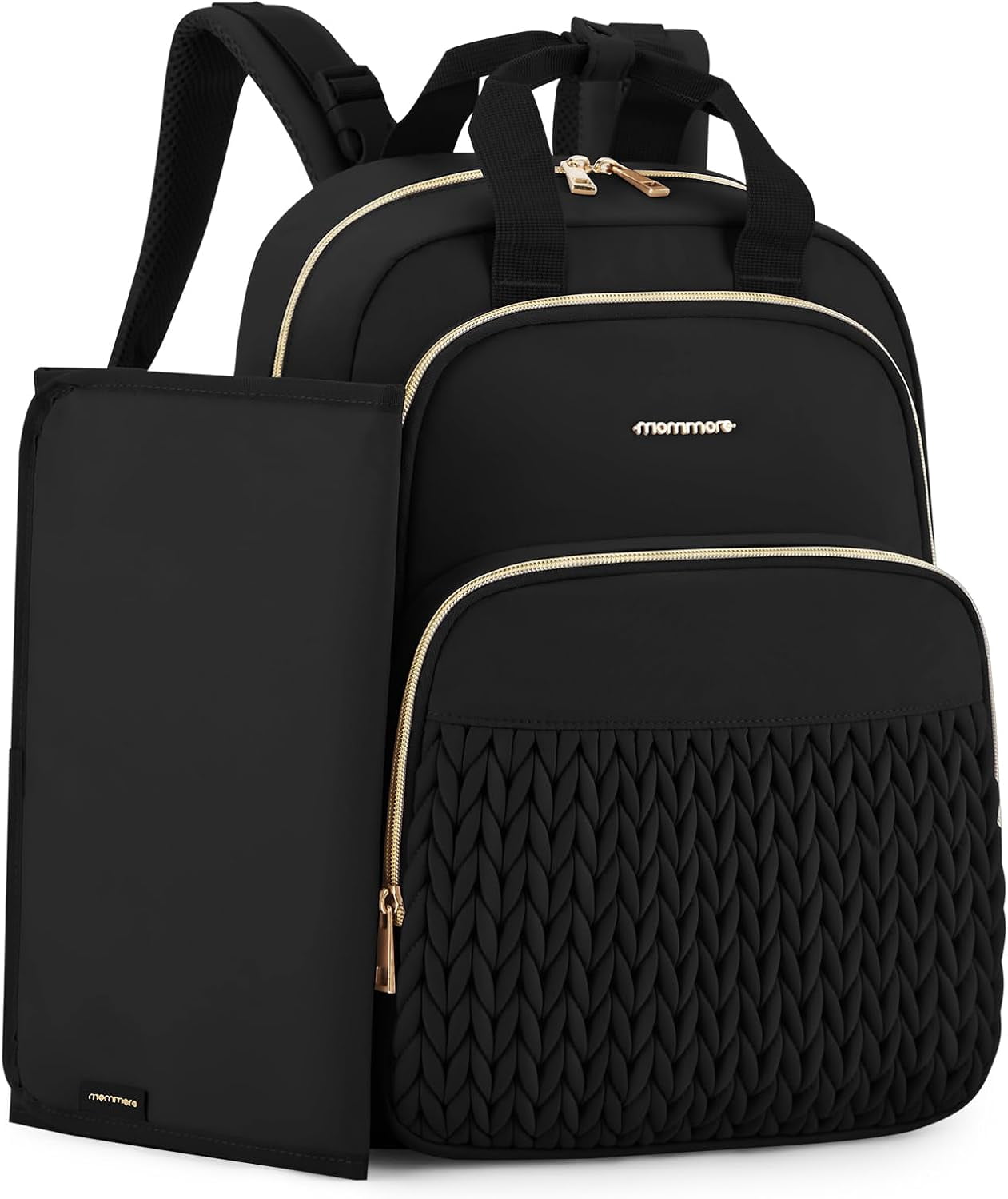 Diaper Bag Backpack Large Baby Bag for Boys Girls Quilted Travel Diaper Backpack with Changing Pad, Stroller Straps
