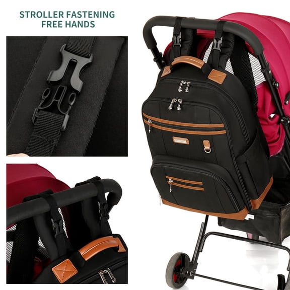 Diaper Bag Backpack, Large Baby Nappy Bags with Portable Changing Pad for Boys and GirlsMultifunction Travel Baby Bag for Moms Dads, Shower Gifts Waterproof and StylishBlack