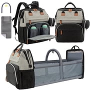 Diaper Bag Backpack for Mom and Dad   Large Capacity Baby Bag w/ USB Port   Waterproof Travel Backpack for Baby Essentials, Stylish Gray/Black