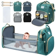 Diaper Bag Backpack,Multifunction 3 in 1 Waterproof Travel Back Pack,Baby Changing Bags with Changing Pad, Stroller Straps, Unisex, Green
