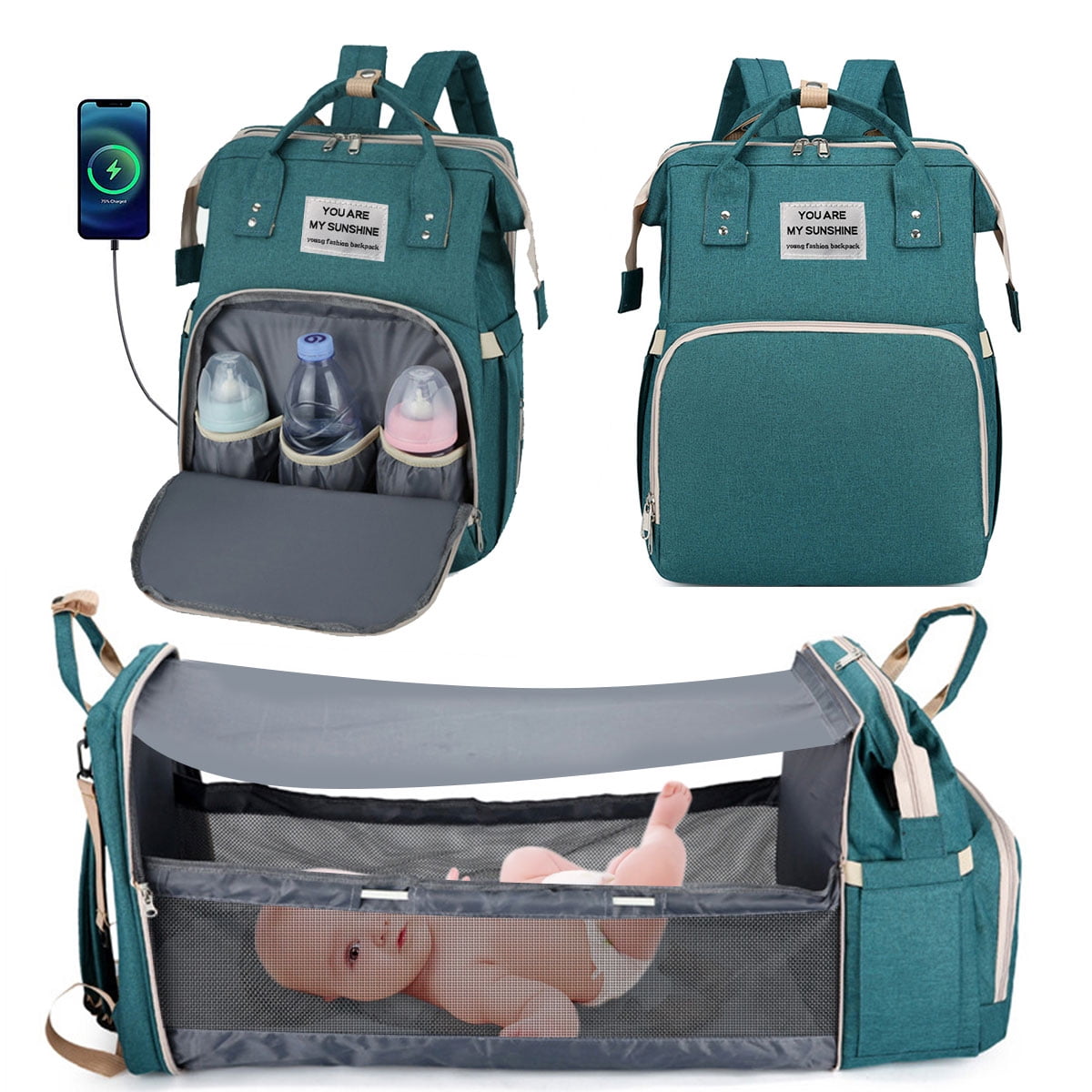 PACKNBUY Diaper Bag Backpack Fun Print Multiuse Travel Baby Bag