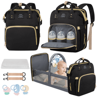 Kompoll Diaper Bag Backpack, Large Capacity Baby Bag with Changing Station  for Boy Girl, Newborn Baby Registry Search Shower Gifts, Baby Stuff Organizer  Backpack for Unisex Dad Mom Mens Travel Walk Black