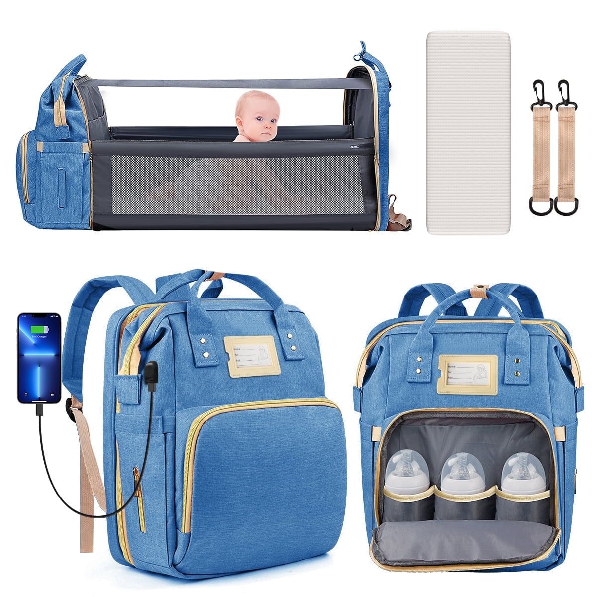 Hudson Baby Premium Diaper Bag, Changing Pad and Bottle Bag