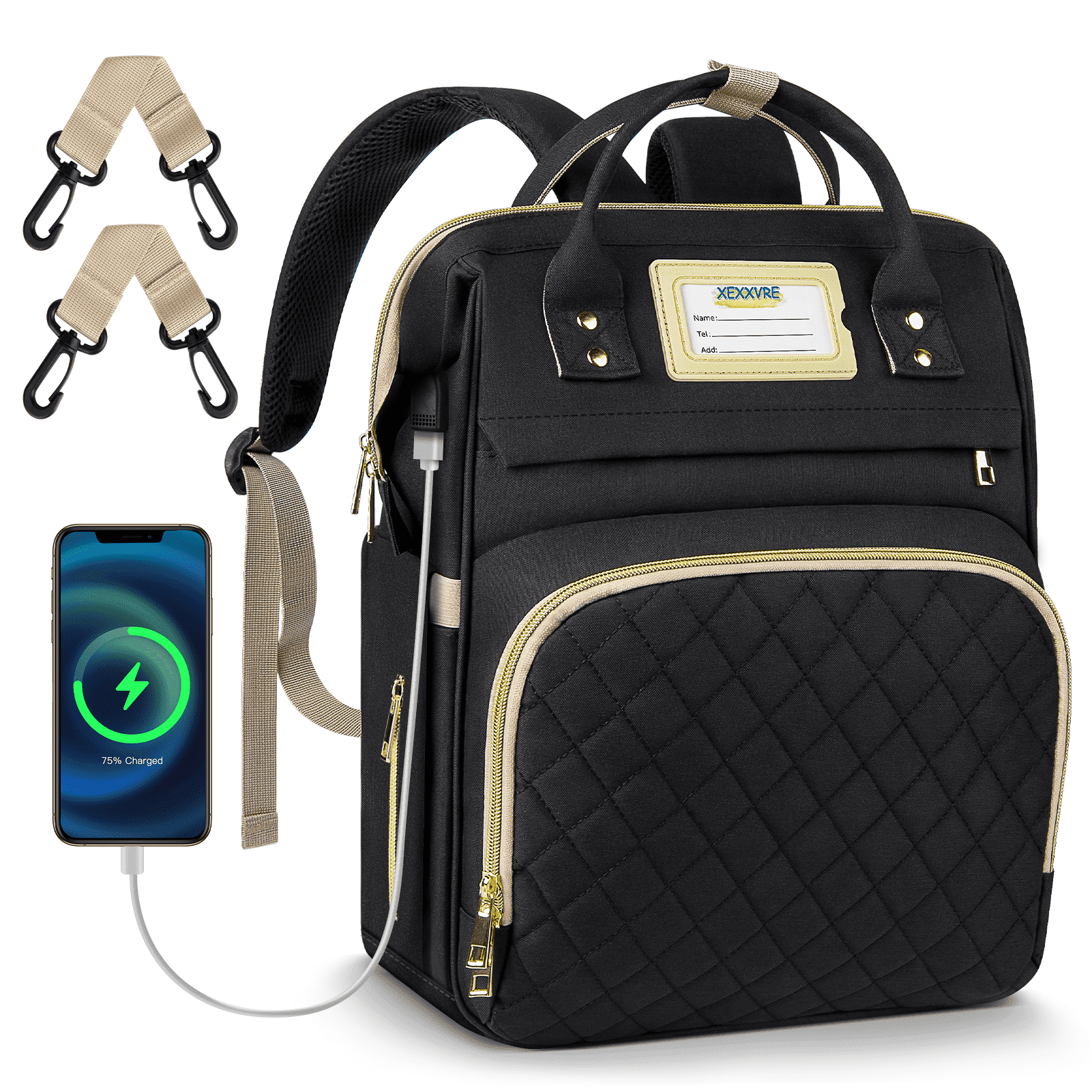 GPED Diaper Bag Backpack, Multifunction Baby Bag with USB Charging