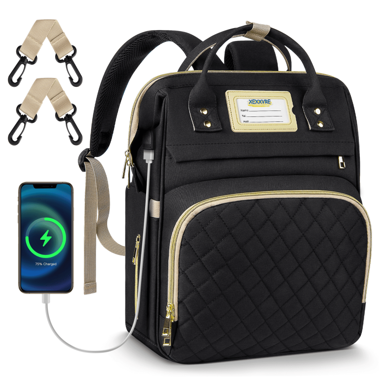 Baby Diaper Backpack - Large Diaper Bag with Insulated Pockets, Stroller Straps GPED Convertible Diaper Bag, Baby Changing Backpack with USB  main image 4