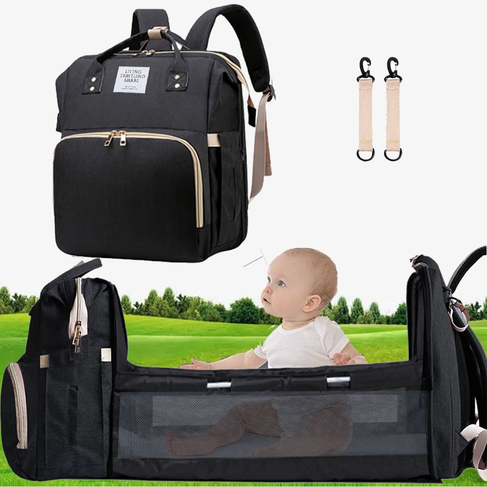 Wisewater Diaper Backpack with Foldable Baby Bed, Baby Diaper Bag 4 Colors