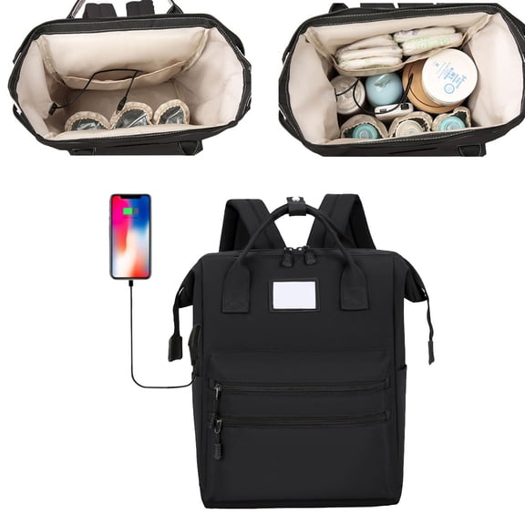 Diaper Bag Backpack, Multifunctional Baby with Insulated Milk Bottle Pockets, Large Capacity Portable Travel Backpack with USB Charging Port, Nappy Bag for Moms Dads