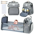 thumbnail image 1 of Diaper Bag Backpack, Novashion Multifunction 3 in 1 Waterproof Travel Back Pack, Baby Changing Bags with Changing Pad, Stroller Straps, Unisex, Grey, 1 of 13
