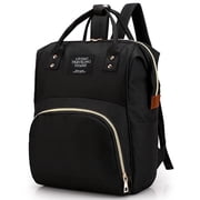 Diaper Bag Backpack,Caveen Multifunctional Mommy Nappy Bags with Insulated Pockets, Waterproof, Large Capacity, Black