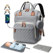 Posrue Diaper Bag Backpack, Portable Baby Bag Include Insulated Pocket, 3 In 1 Multi-Functional Travel Baby Diaper Bag with Diapers Changing Pad for Boys and Girls