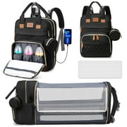 GPED Convertible Diaper Bag with Changing Station & Insulated Pockets, Black