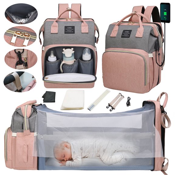 Diaper Bag Backpack, Tntants 6 in 1 Large Diaper Baby Bag with Changing Station for Boys Girl, Waterproof Baby Diaper Bags for Travel with Insulated Milk Bottle Pocket
