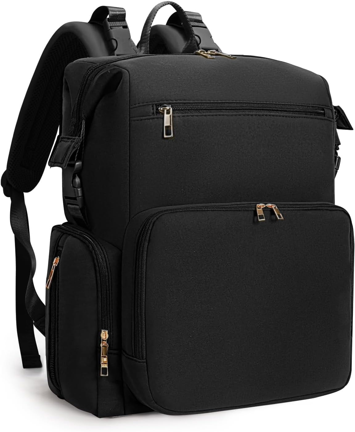 Diaper Bag Backpack for Mom/Dad with Changing Pad, Multi-Function Neoprene Large Newborn Baby Maternity Bags Travel Tote with Insulated Pockets Black