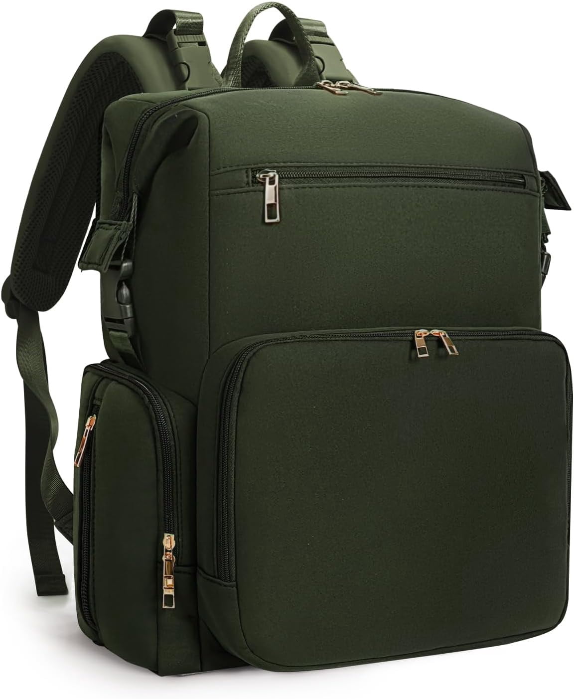Diaper Bag Backpack for Mom/Dad with Changing Pad, Multi-Function Neoprene Large Newborn Baby Maternity Bags Travel Tote with Insulated Pockets Green